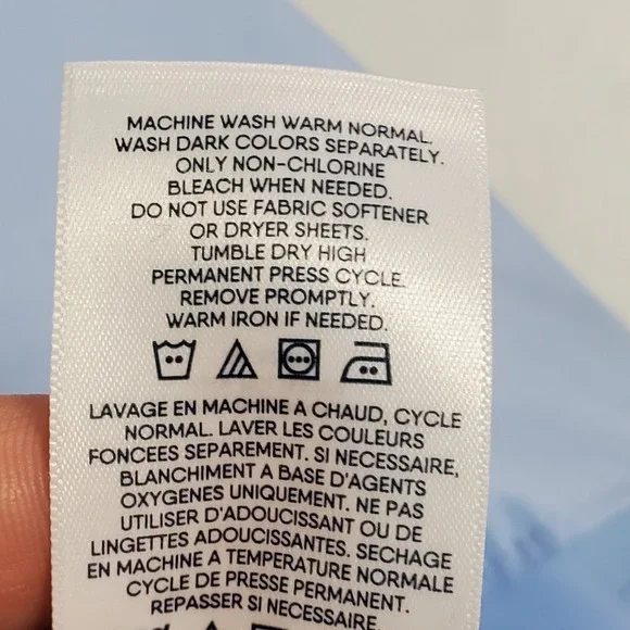 Lands End Womens Wrinkle Free 3/4 Sleeve Button Up Top Size 32W Blue Office - Picture 7 of 11